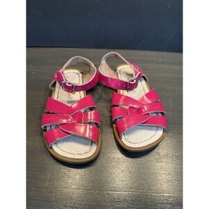 Salt Water Original Shiny Fuchsia Leather Sandal Little Girls Sz 10 Shoes